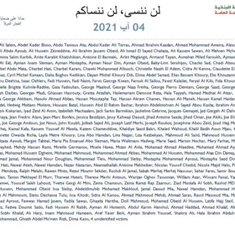 On the One-Year-Anniversary of Beirut Port Blast, the MoPH: We Will Never Forget, You Will Never Be Forgotten