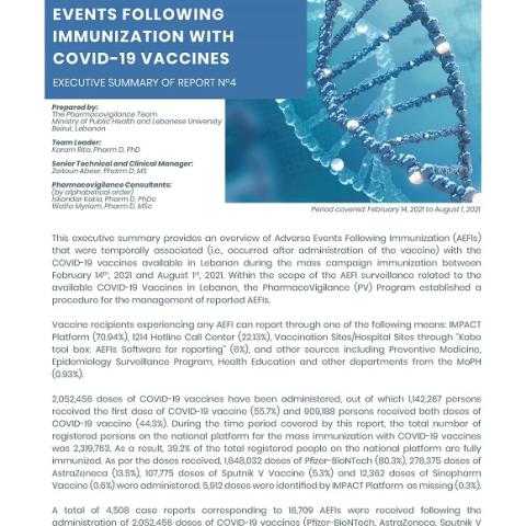 Executive Summary of the COVID 19 AEFI Report No.4