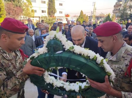Nassereddine Places a Rose Wreath at the Tomb of Sabri Hamadeh in Hermel