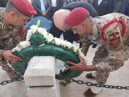 Nassereddine Places a Rose Wreath at the Tomb of Sabri Hamadeh in Hermel